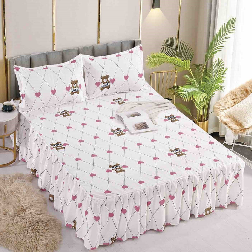 Cearceaf de Pat Bumbac Finet cu Volanas – 3 Piese | Eleganta si Confort in Dormitorul Tau | COD 1041-J