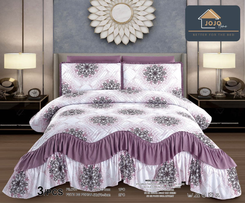 Cuvertura de pat finet – Set complet 3 piese pentru un dormitor elegant si confortabil | COD 1009-J