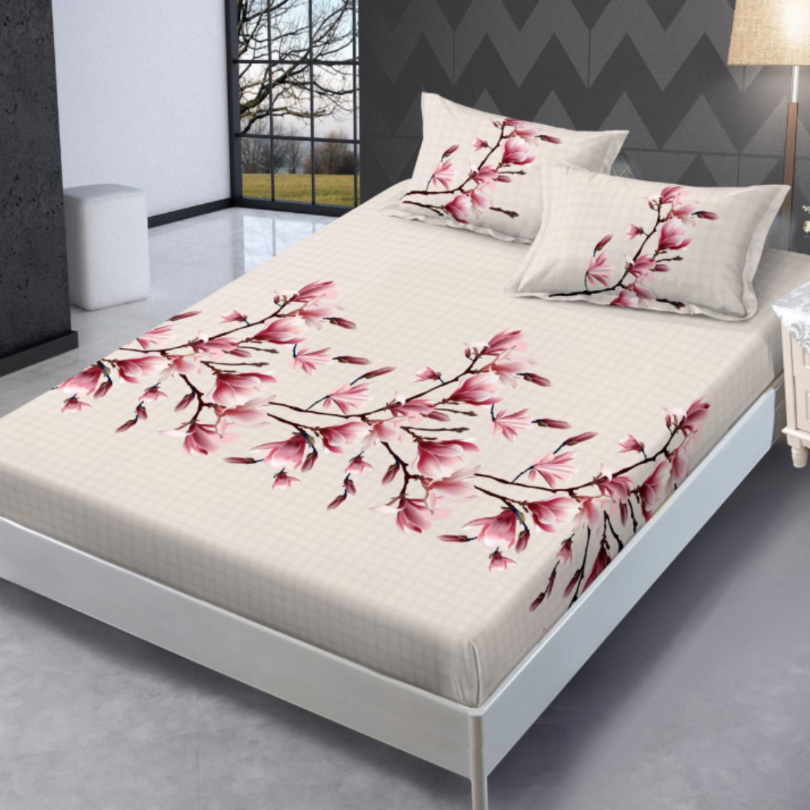 Husa de Pat din Bumbac Finet – Set 3 Piese pentru Confort si Eleganta | COD 0614-S