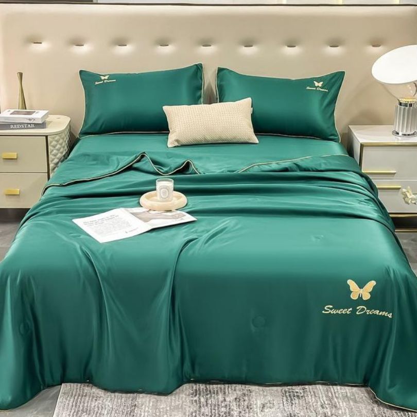 Lenjerie de Pat din Matase cu Pilota – 4 Piese: Eleganta si Rasfat în Dormitorul Tau | COD 0862-S